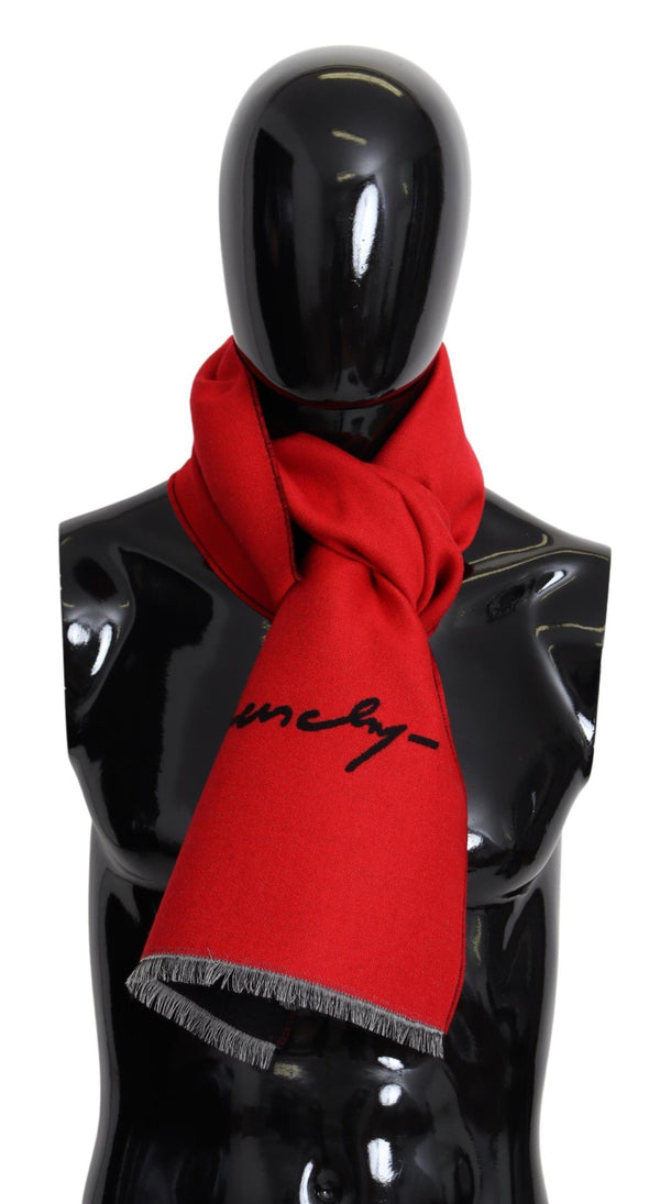 Elegant Red Wool Blend Unisex Scarf Givenchy