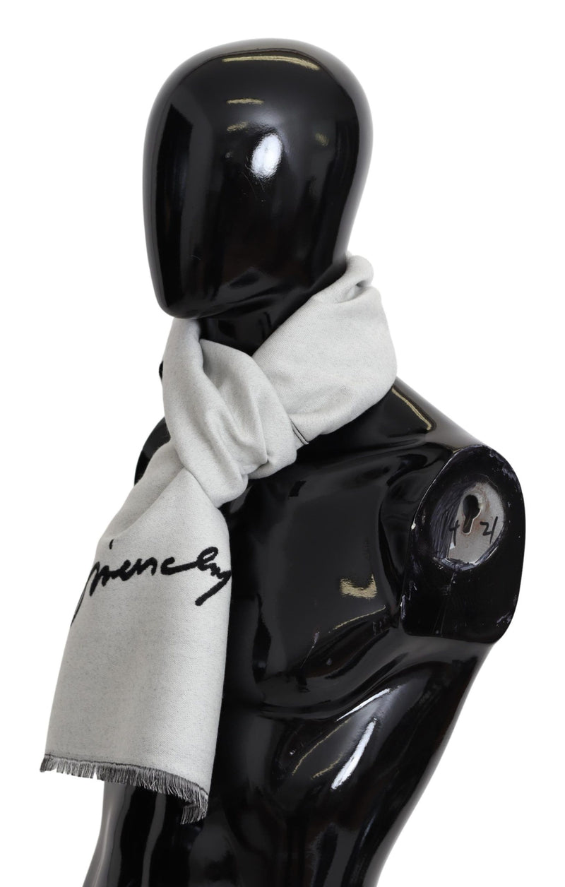 Elegant Monochrome Wool-Silk Blend Scarf Givenchy