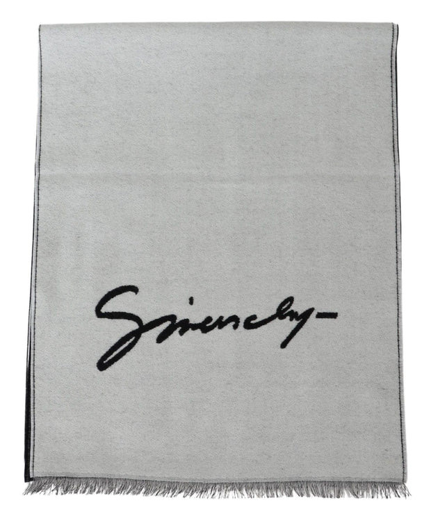 Elegant Monochrome Wool-Silk Blend Scarf Givenchy