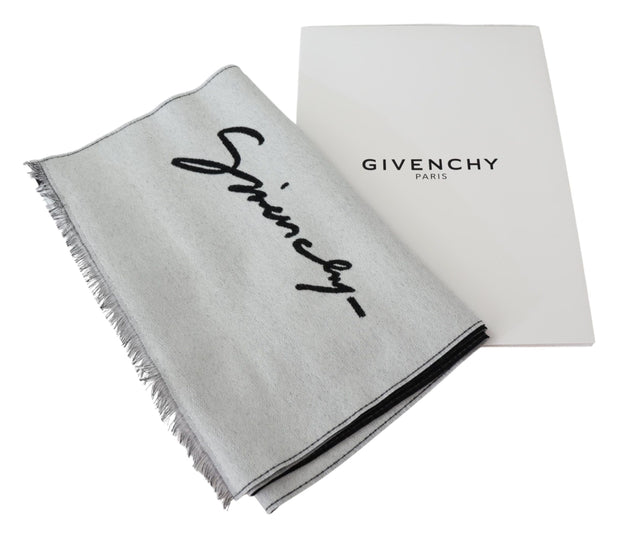 Elegant Monochrome Wool-Silk Blend Scarf Givenchy