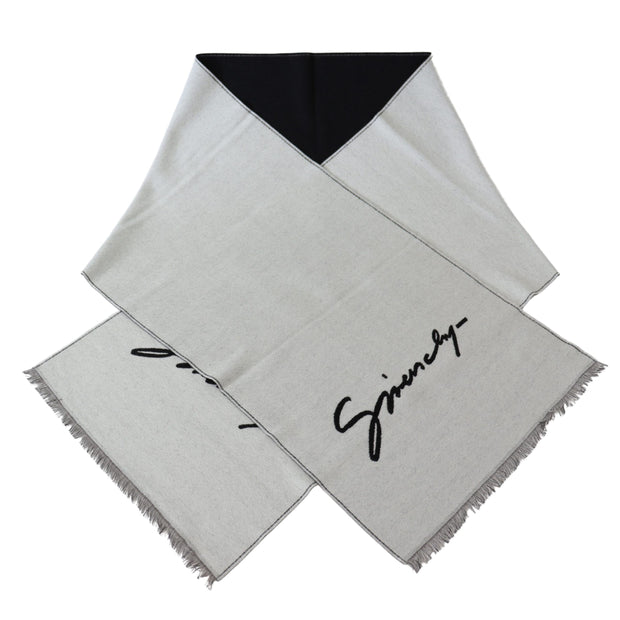 Elegant Monochrome Wool-Silk Blend Scarf Givenchy