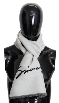 Elegant Monochrome Wool-Silk Blend Scarf Givenchy