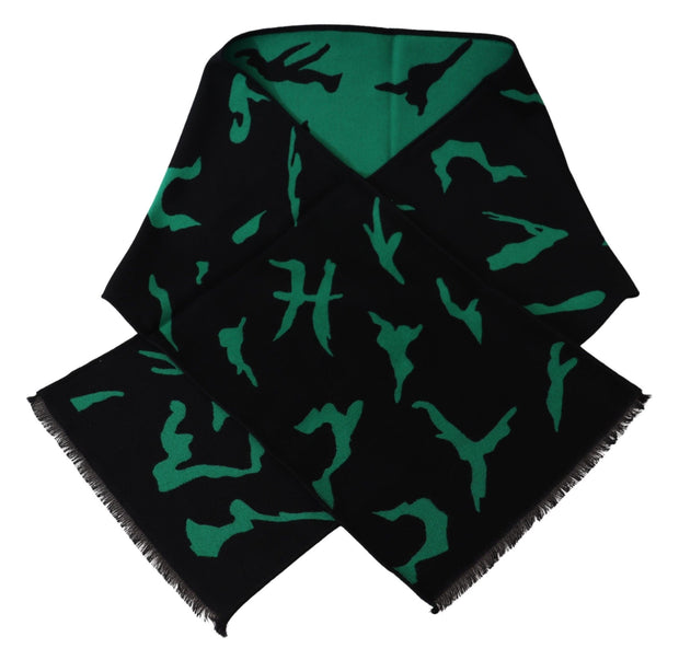 Elegant Wool Silk Black Unisex Scarf Givenchy