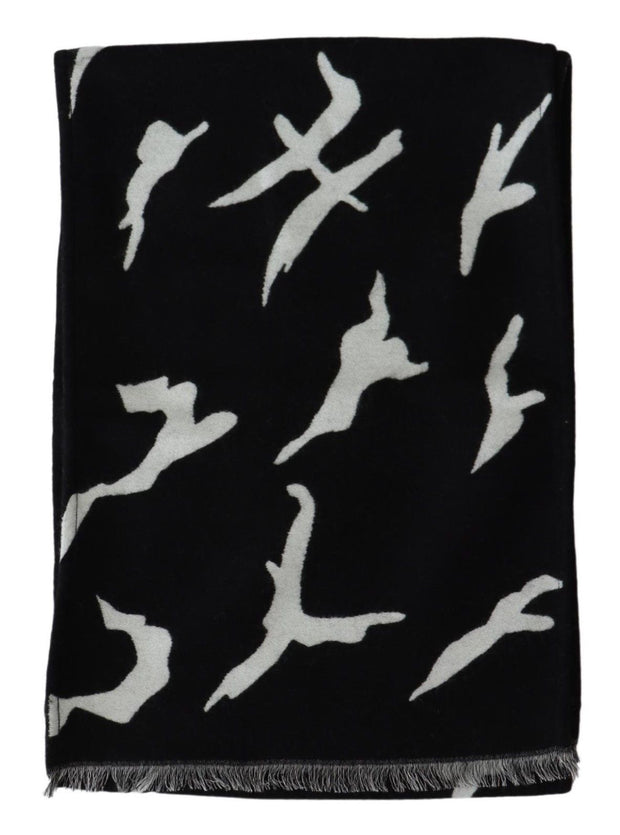 Elegant Unisex Wool-Silk Scarf in Black & White Givenchy