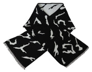 Elegant Unisex Wool-Silk Scarf in Black & White Givenchy