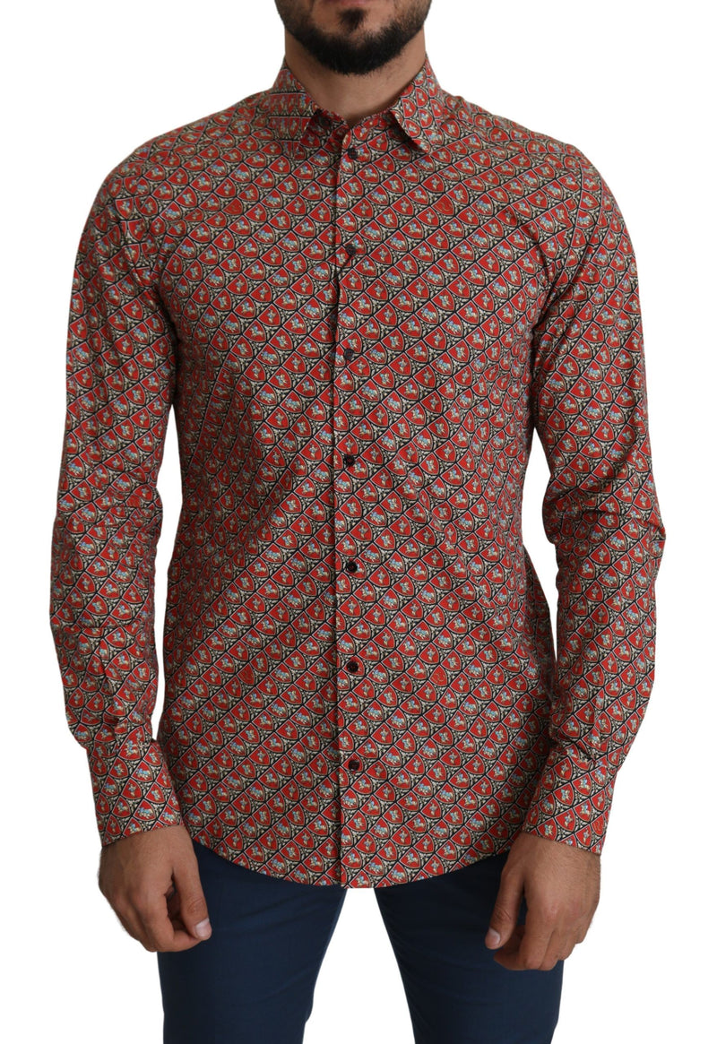 Elegant Red Martini Fit Cotton Shirt Dolce & Gabbana