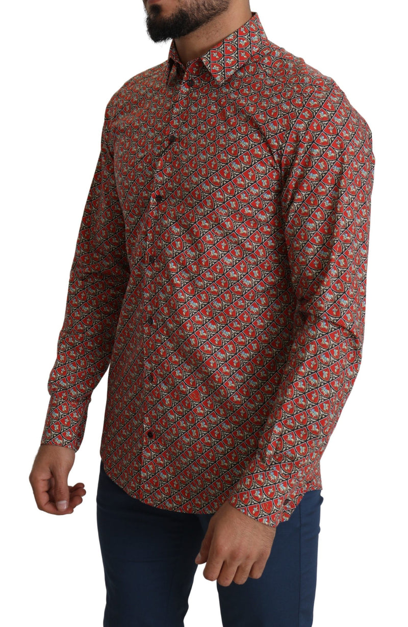 Elegant Red Martini Fit Cotton Shirt Dolce & Gabbana