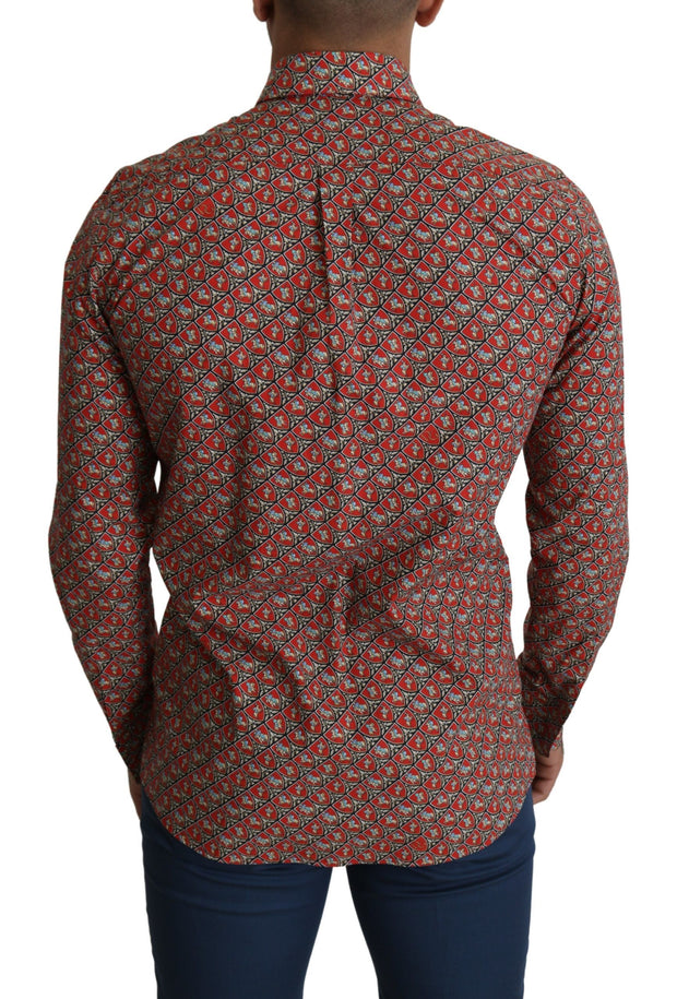 Elegant Red Martini Fit Cotton Shirt Dolce & Gabbana