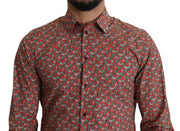 Elegant Red Martini Fit Cotton Shirt Dolce & Gabbana