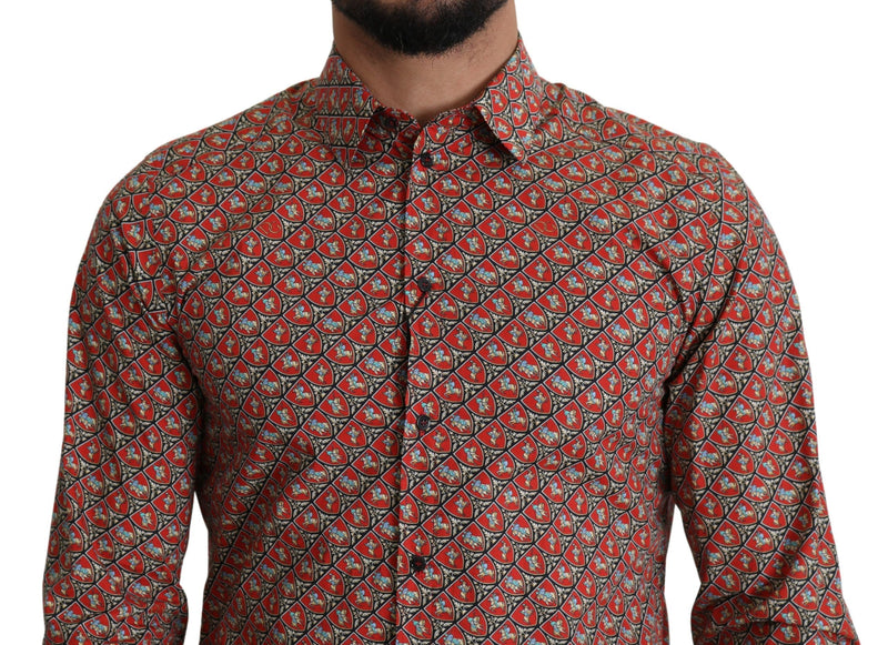 Elegant Red Martini Fit Cotton Shirt Dolce & Gabbana