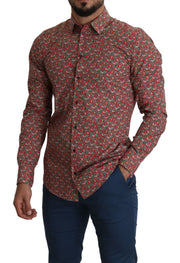 Elegant Red Martini Fit Cotton Shirt Dolce & Gabbana