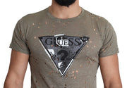 Chic Brown Cotton Stretch T-Shirt Guess