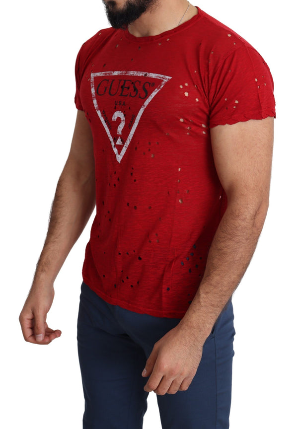 Radiant Red Cotton Stretch T-Shirt Guess