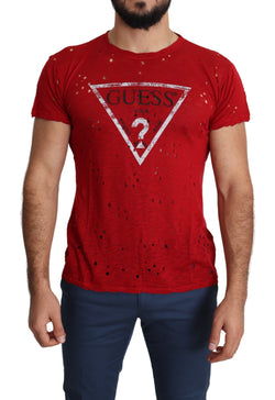 Radiant Red Cotton Stretch T-Shirt Guess