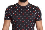 Chic Gray Cotton T-Shirt with Heart Prints Dolce & Gabbana