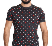 Chic Gray Cotton T-Shirt with Heart Prints Dolce & Gabbana