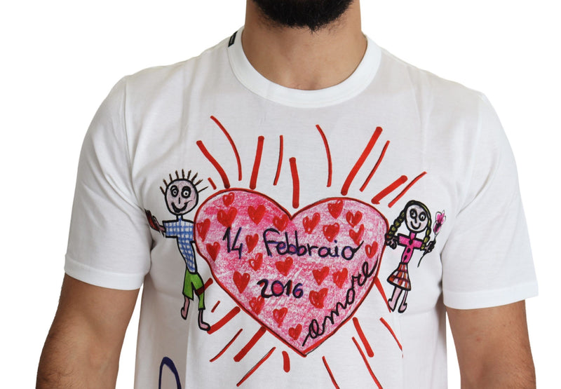 Romantic Heart Print Crew Neck Tee Dolce & Gabbana