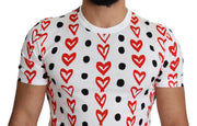 Chic White Cotton Tee with Heart Print Dolce & Gabbana