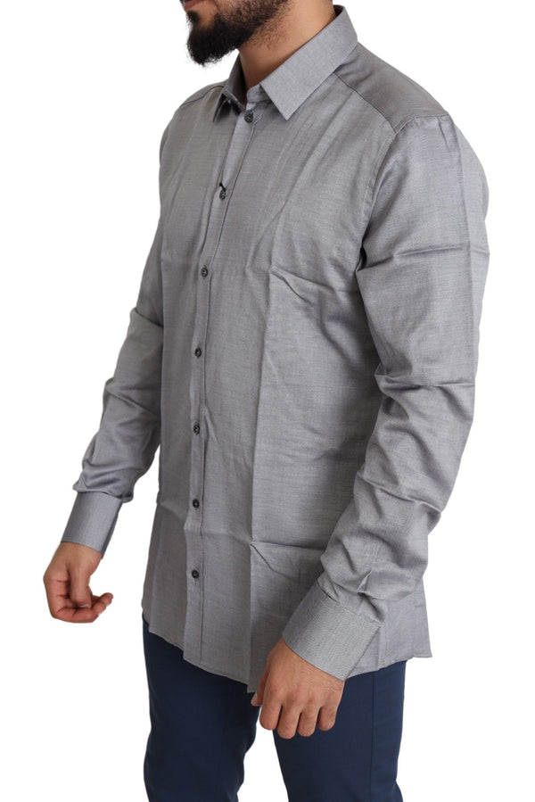 Elegant Gray Slim Fit Cotton Dress Shirt Dolce & Gabbana