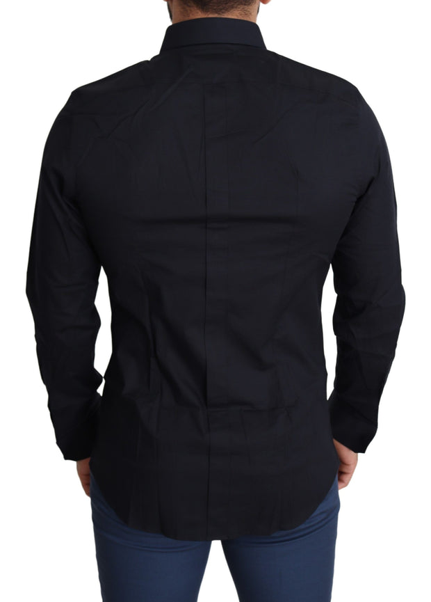 Sleek Black Slim Fit Cotton Stretch Dress Shirt Dolce & Gabbana