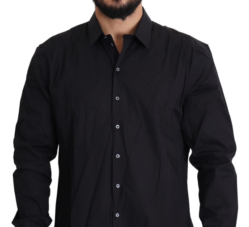 Elegant Slim Fit Black Dress Shirt Dolce & Gabbana