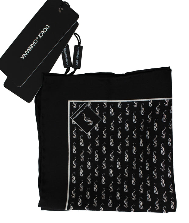 Elegant Black Silk Seahorse Scarf Dolce & Gabbana