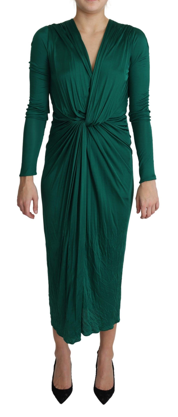 Emerald Elegance Bodycon Midi Dress Dolce & Gabbana