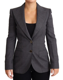 Elegant Gray Stretch Wool Blazer Dolce & Gabbana