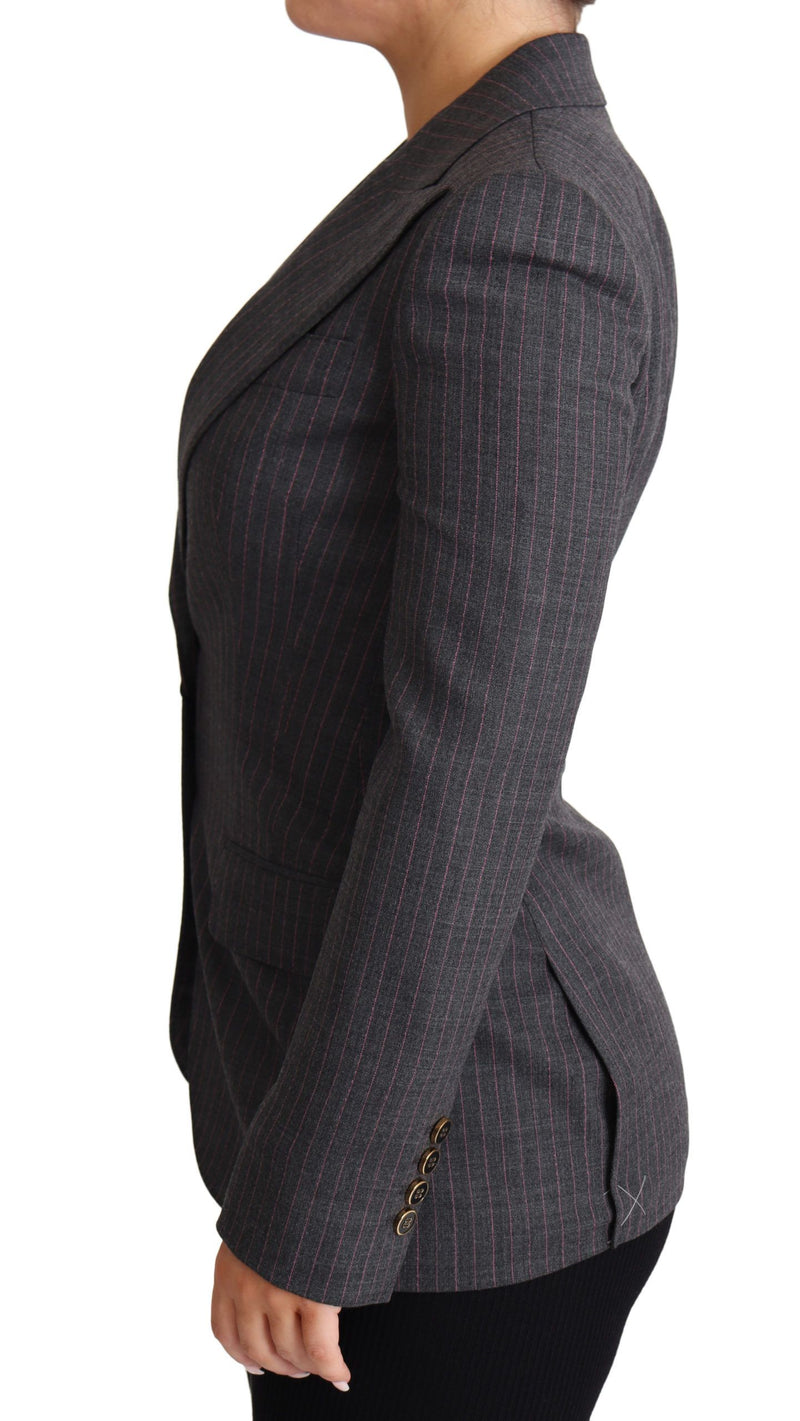 Elegant Gray Stretch Wool Blazer Dolce & Gabbana