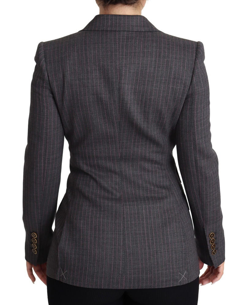 Elegant Gray Stretch Wool Blazer Dolce & Gabbana