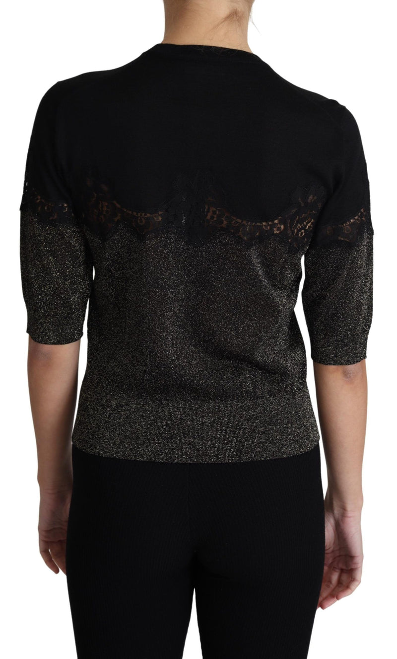 Elegant Lurex Threaded Jersey Lace Blouse Dolce & Gabbana