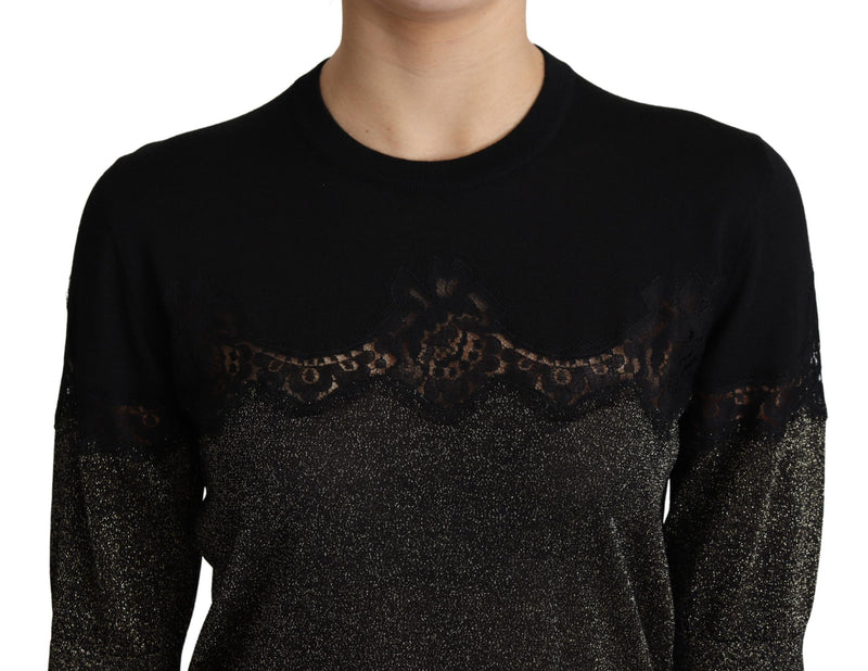 Elegant Lurex Threaded Jersey Lace Blouse Dolce & Gabbana