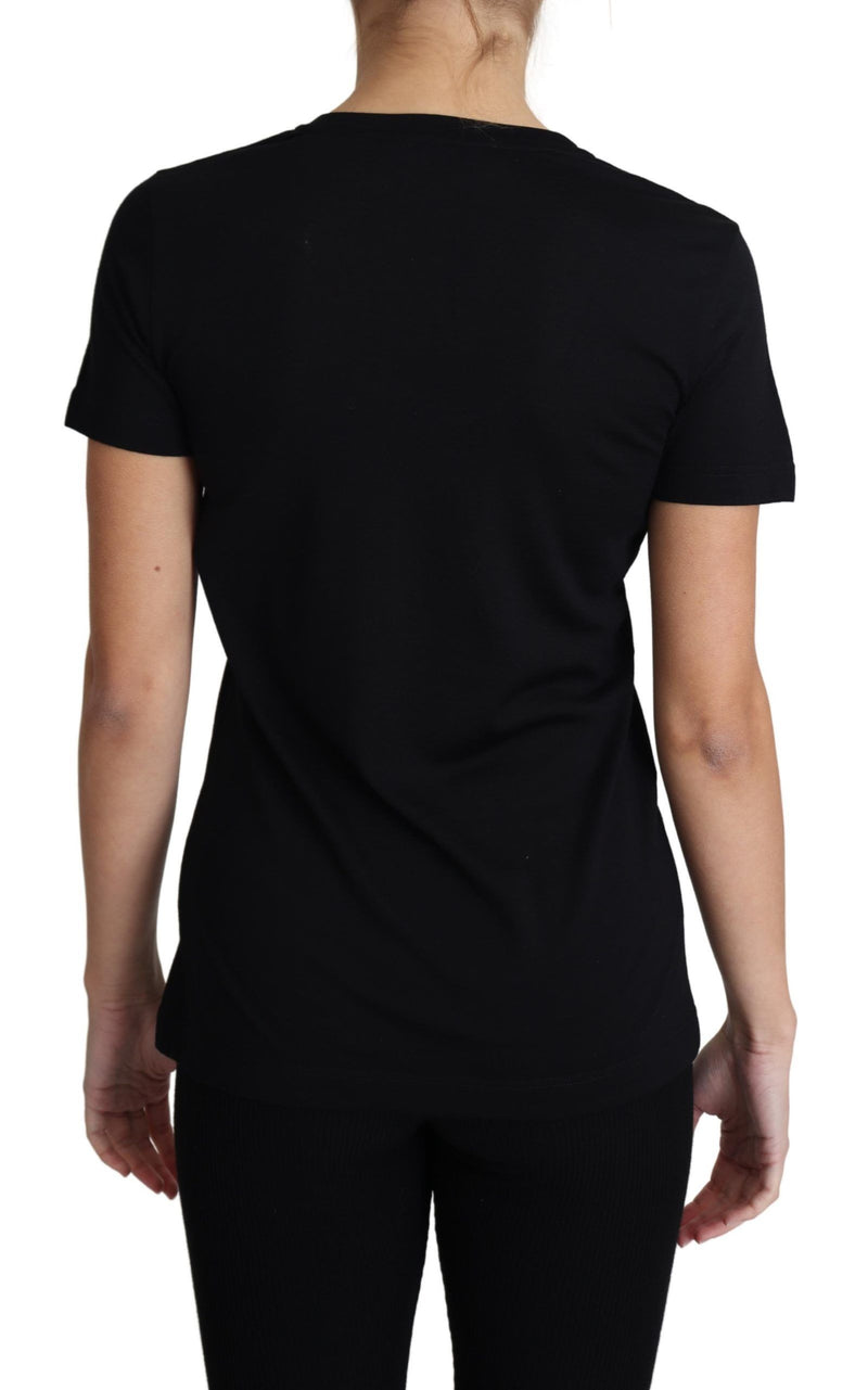 Elegant Black Wool Round Neck T-Shirt Dolce & Gabbana