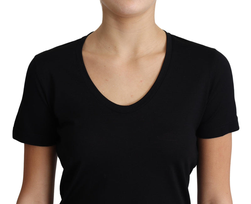 Elegant Black Wool Round Neck T-Shirt Dolce & Gabbana