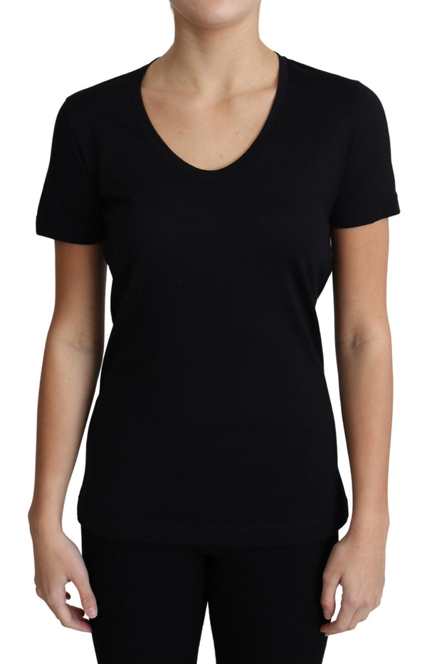 Elegant Black Wool Round Neck T-Shirt Dolce & Gabbana