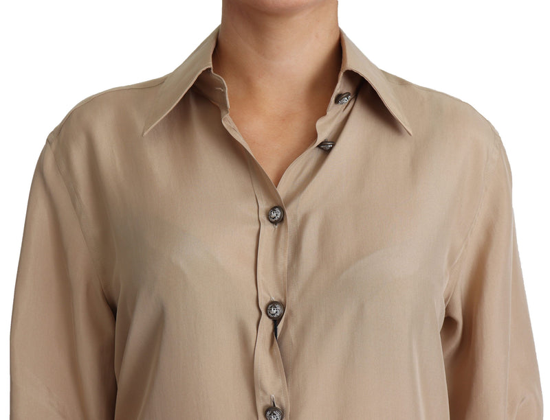 Elegant Beige Silk Shirt Dolce & Gabbana