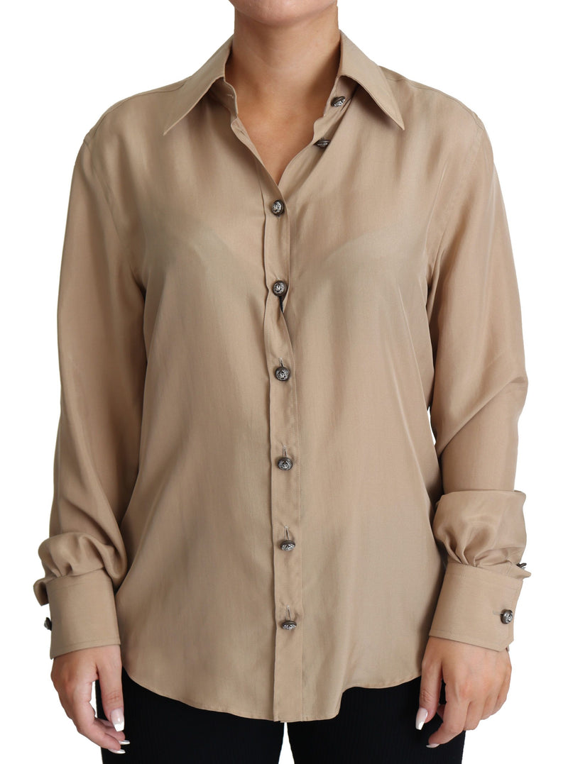 Elegant Beige Silk Shirt Dolce & Gabbana