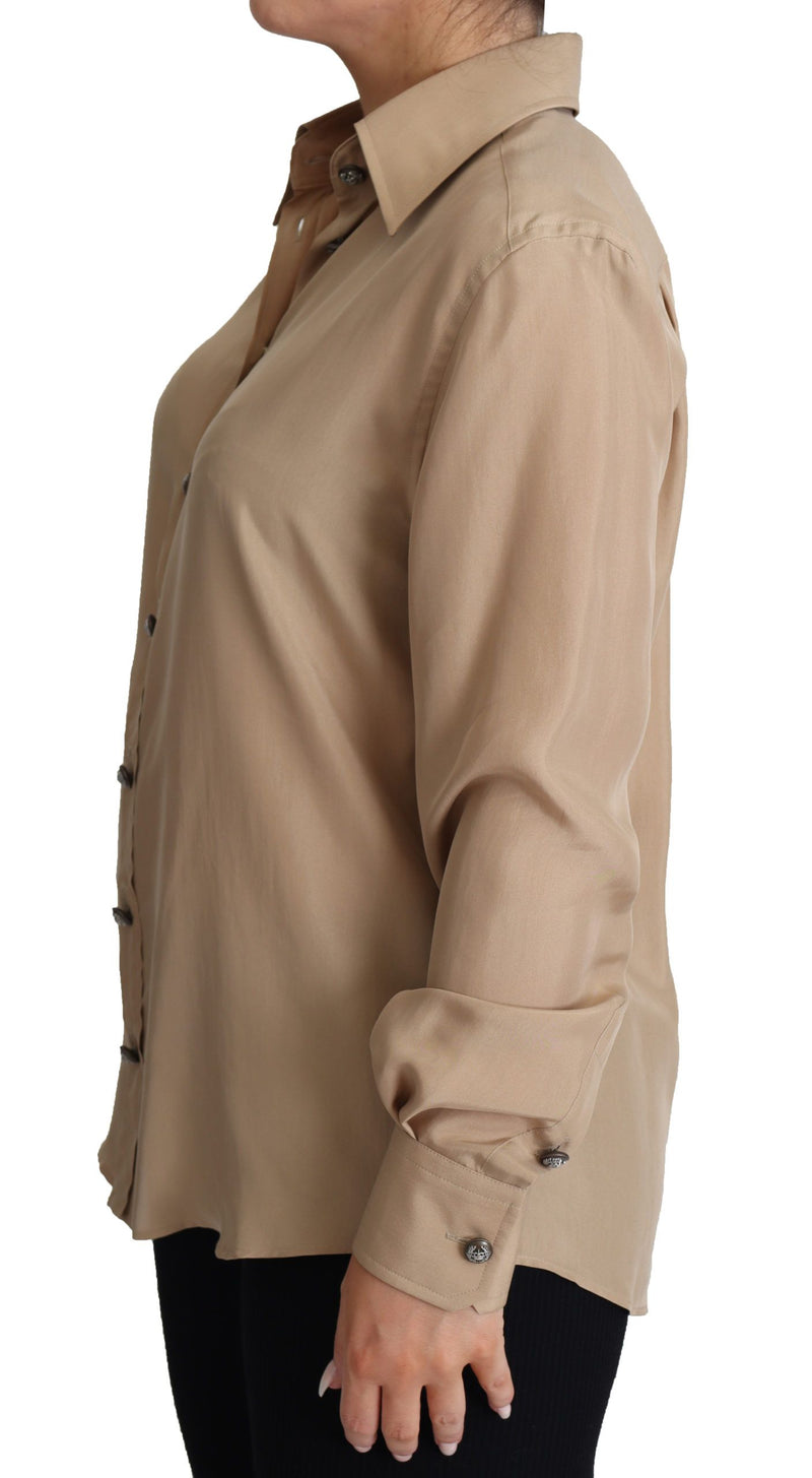 Elegant Beige Silk Shirt Dolce & Gabbana