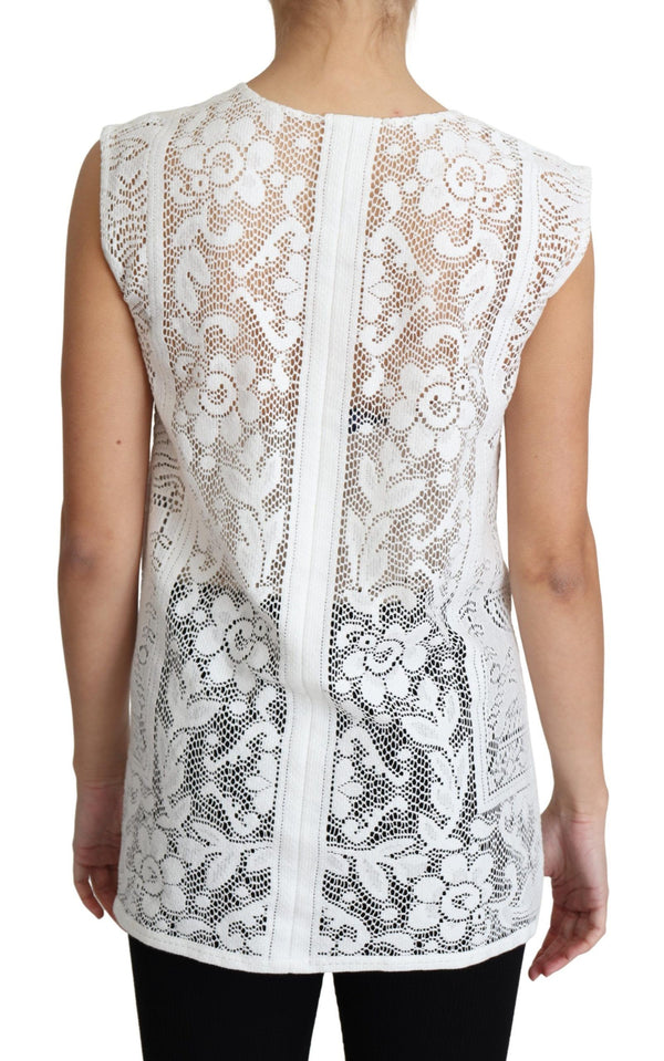 Chic Lace Floral Sleeveless Top Dolce & Gabbana