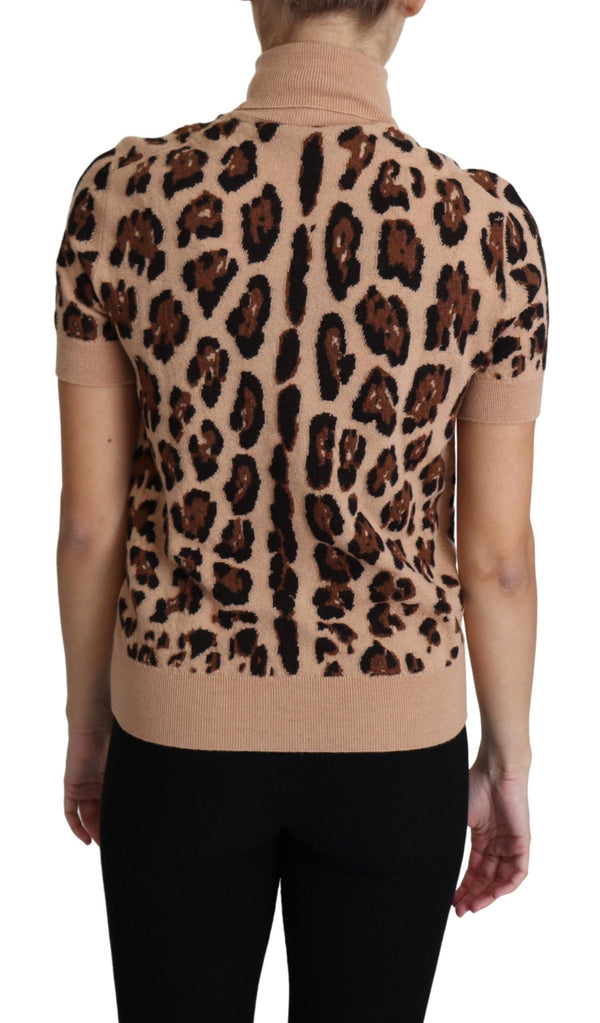 Elegant Leopard Print Wool Turtleneck Top Dolce & Gabbana