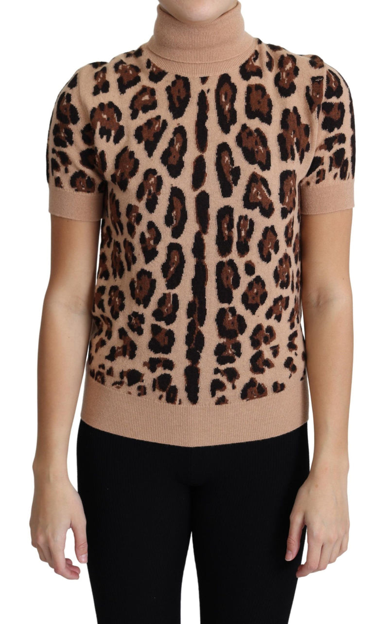 Elegant Leopard Print Wool Turtleneck Top Dolce & Gabbana