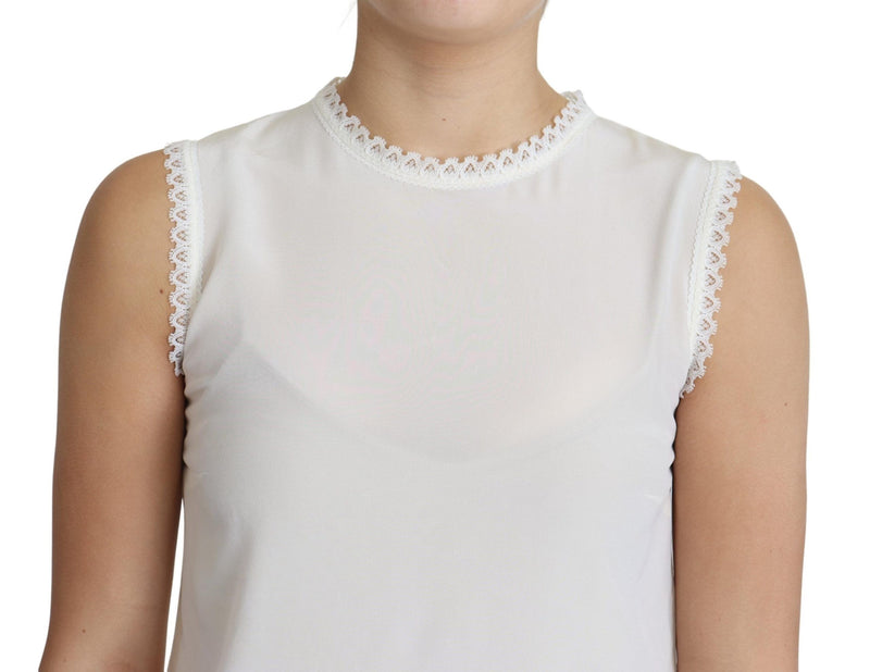 Elegant Silk Lace-Detailed Sleeveless Blouse Dolce & Gabbana