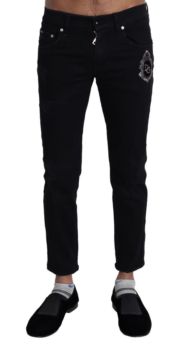 Elegant Skinny Black Jeans with Embroidery Dolce & Gabbana