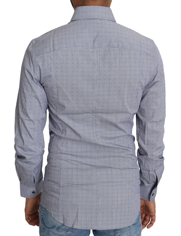 Sicilia Slim Fit Polka Dot Cotton Blend Shirt Dolce & Gabbana