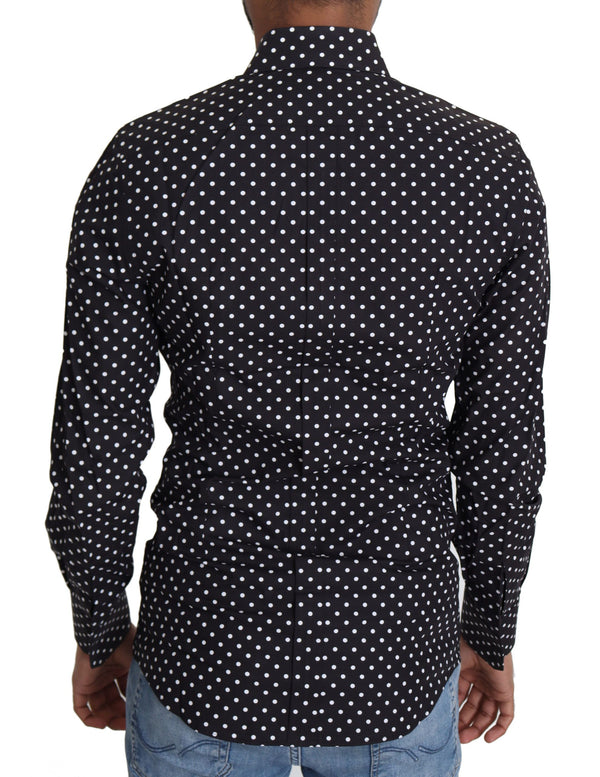 Elegant Polka Dot Men's Long Sleeve Shirt Dolce & Gabbana