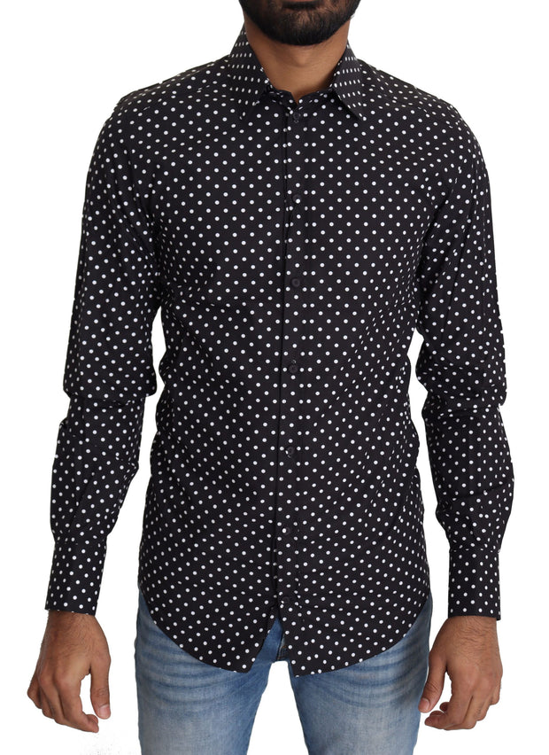 Elegant Polka Dot Men's Long Sleeve Shirt Dolce & Gabbana