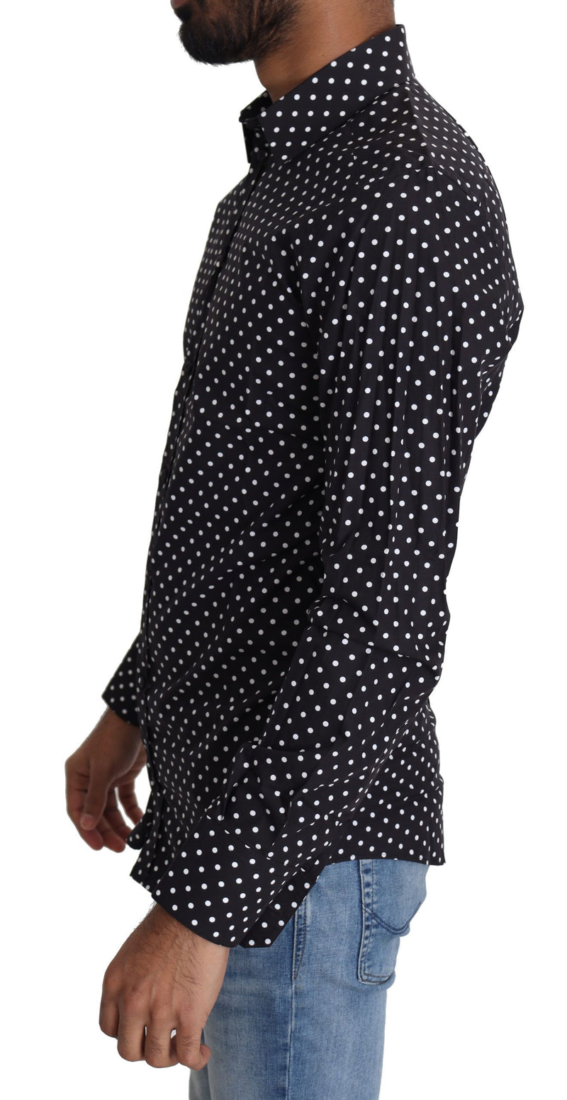 Elegant Polka Dot Men's Long Sleeve Shirt Dolce & Gabbana