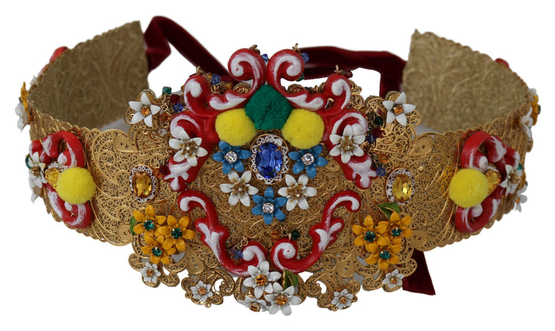 Gold-Tone Floral Crystal Waist Belt Dolce & Gabbana