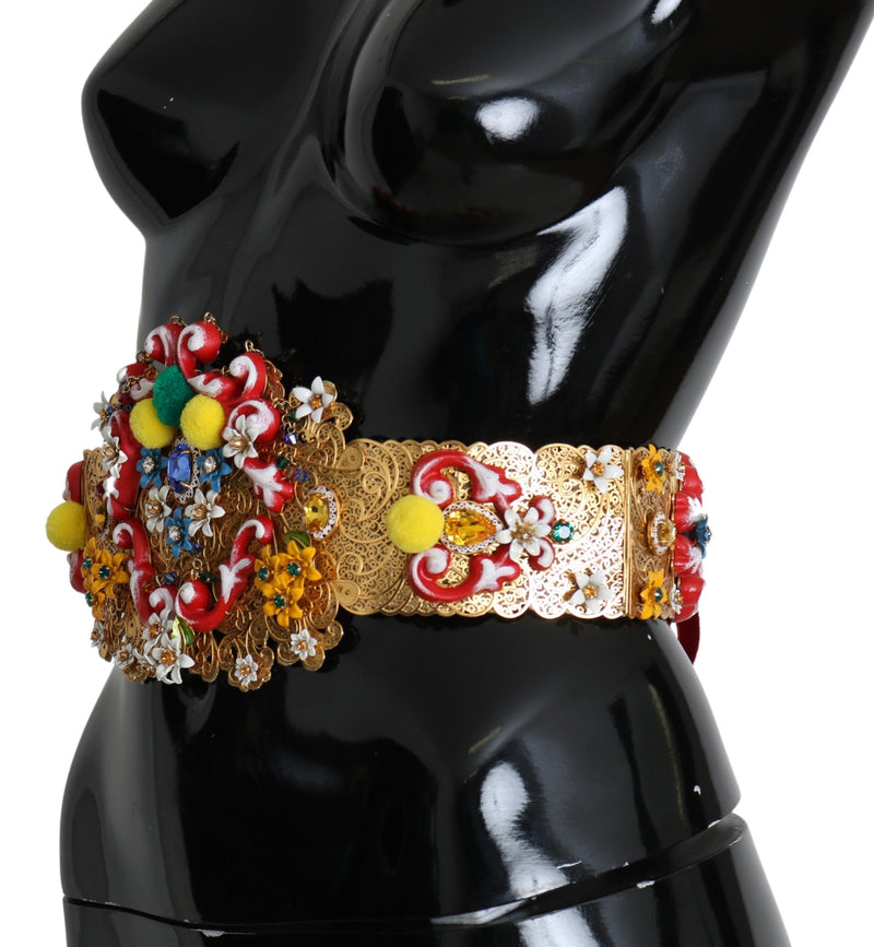 Gold-Tone Floral Crystal Waist Belt Dolce & Gabbana