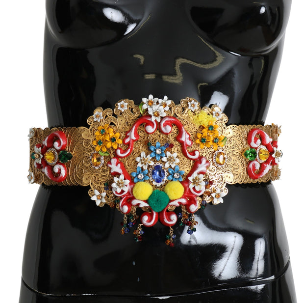 Golden Floral Crystal Embellished Waist Belt Dolce & Gabbana